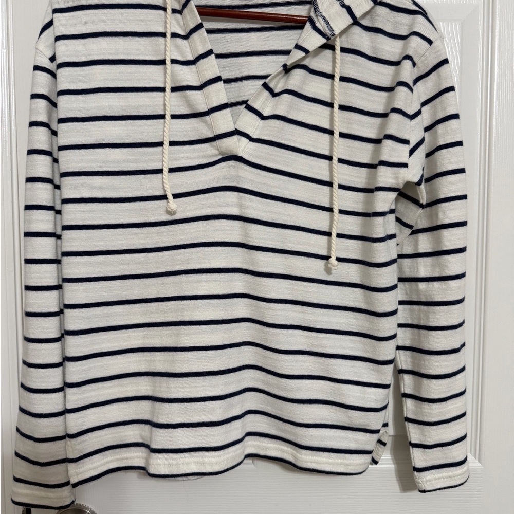J. Crew Navy and White Striped Hoodie